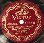 Патефонная пластинка, 1943 год,  Made in USA: Lily Pons, Delibes – Où Va La Jeune Indoue / Là-Bas, Dans La Forêt 