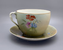 Чайная пара огромного размера «Полевые цветы», фарфор Дулево, СССР