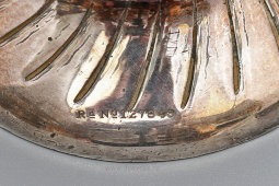 Антикварная керосиновая лампа с цветочным декором, никелированный металл, латунь, стекло, Kosmos-Brenner, компания Brokelman, Jager & Co., Германия, нач. 20 в.