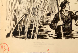 Рисунок-иллюстрация «К своим», ​СССР, 1950-60 гг., бумага, акварель