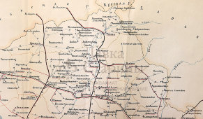 Старинная почтово-телеграфная карта Полтавской губернии, картографич. зав. П. Ф. Петш, Санкт-Петербург, 1900-е