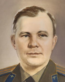 Портрет «Герой Советского Союза летчик-космонавт Гагарин Ю. А.», холст, масло, багет, CCCР, 1960-е