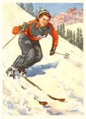 Почтовая карточка «Лыжница», Министерство связи СССР, 1956 г.