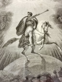 Старинная гравюра в раме «Наполеон I Бонапарт» (Napoleon I), художник Эрнест Бурден, Европа, 1800-1820 гг.