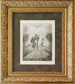 Старинная гравюра в раме «Наполеон I Бонапарт» (Napoleon I), художник Эрнест Бурден, Европа, 1800-1820 гг.