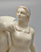 Статуэтка «Конезаводчица», скульптор Бессарабова Н. И., Гжель, 1950-60 гг.