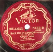 Шопен, «Баллада No. 1, соль минор» исп.  Альфред Корто - пианино, 1920-е годы. Пластинка большого размера. Редкость! США. Victor Records 1