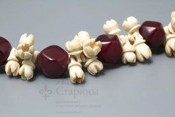 Винтажные двухцветные советские бусы из кости