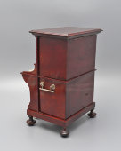 Старинный курительный прибор «Орган»: сигаретница, спичечница, резак для сигарет и музыкальная шкатулка, красное дерево, Европа, 1900-е