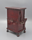 Старинный курительный прибор «Орган»: сигаретница, спичечница, резак для сигарет и музыкальная шкатулка, красное дерево, Европа, 1900-е