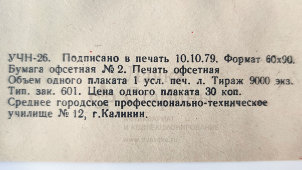 Учебный плакат «Фрикционные механизмы» из серии «Многоковшовые экскаваторы», худ. Шулятиков А. П., Калинин, 1980 г.