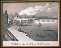 Старинная гравюра «Вид на Лондонский Сити», багет, стекло