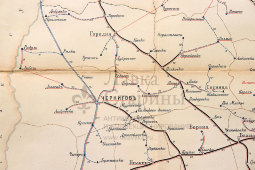 Старинная почтово-телеграфная карта Черниговской губернии, картографич. зав. П. Ф. Петш, Санкт-Петербург, 1900-е