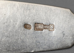Простая старинная столовая серебряная ложка, 84 проба, мастерская Прудникова Ивана, Москва, 1895 г.