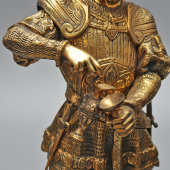Кабинетная настольная скульптура «Рыцарь с борзой», бронза, латунь, змеевик, Россия, 2000-е