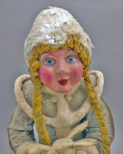 Старинная ватная советская игрушка огромного нестандартного размер «Снегурочка», 1950-е