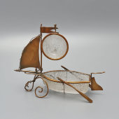 Подставка для механических часов, подчасник «Парусник» (лодка с веслами), латунь, стекло, Европа, кон. 19 в.