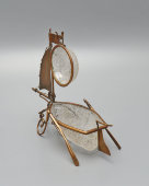 Подставка для механических часов, подчасник «Парусник» (лодка с веслами), латунь, стекло, Европа, кон. 19 в.