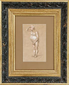 Персонаж П. П. Петух из поэмы Н. В. Гоголя «Мертвые души», Маковский В. Е., бумага, карандаш, белила, Россия, 1900-е