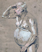 Персонаж П. П. Петух из поэмы Н. В. Гоголя «Мертвые души», Маковский В. Е., бумага, карандаш, белила, Россия, 1900-е