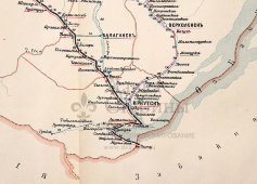 Старинная почтово-телеграфная карта Иркутской губернии, картографич. зав. П. Ф. Петш, Санкт-Петербург, 1900-е