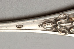 Чайная серебряная ложка с цветочным орнаментом, 800 пр., Россия, 2000-е