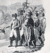 Старинная гравюра «Наполеон получает ключи от Вены в замке Шёнбрунн», Франция, 19 в.