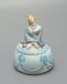 Антикварная пудреница, туалетная коробочка «Купчиха», скульптор Данько Н. Я., фарфор, ГФЗ, марка серп и молот, 1920-е