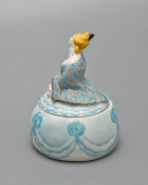 Антикварная пудреница, туалетная коробочка «Купчиха», скульптор Данько Н. Я., фарфор, ГФЗ, марка серп и молот, 1920-е