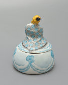 Антикварная пудреница, туалетная коробочка «Купчиха», скульптор Данько Н. Я., фарфор, ГФЗ, марка серп и молот, 1920-е