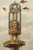 Старинная немецкая литография «Кельнский собор: завершение строительства и украшение южной башни»