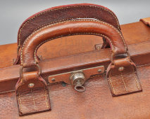 Большой старинный саквояж, докторская сумка, натуральная кожа, ткань, Европа, нач. 20 в.