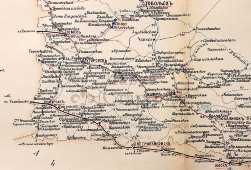 Старинная почтово-телеграфная карта Тобольской губернии, картографич. зав. П. Ф. Петш, Санкт-Петербург, 1900-е