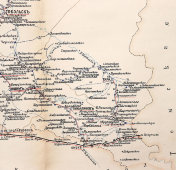 Старинная почтово-телеграфная карта Тобольской губернии, картографич. зав. П. Ф. Петш, Санкт-Петербург, 1900-е