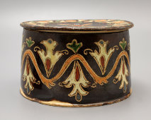 Круглая расписная шкатулка, автор Иван Гладеревский, керамика, Россия, до 1917 г.