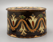 Круглая расписная шкатулка, автор Иван Гладеревский, керамика, Россия, до 1917 г.