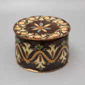 Круглая расписная шкатулка, автор Иван Гладеревский, керамика, Россия, до 1917 г.