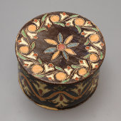 Круглая расписная шкатулка, автор Иван Гладеревский, керамика, Россия, до 1917 г.