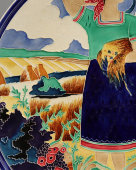 Декоративная тарелка «Жница», авторы Ковальский В., Циперович А., ЗиК Конаково, 1930-е