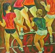 Большая картина «Игра в мяч», художник Дорофеев Ю. А., холст, масло, 1979 г.