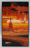Советская агитационная плакетка с изображением Москвы и московского Кремля, Федоскино