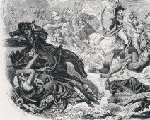 Старинная гравюра «Армия Наполеона. Мюрат в битве при Абукире», Франция, 19 в.