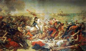 Старинная гравюра «Армия Наполеона. Мюрат в битве при Абукире», Франция, 19 в.