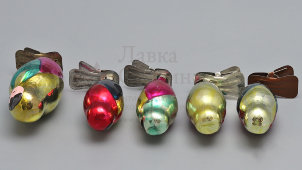 Комплект винтажных ёлочных игрушек на прищепке «Матрешки», 5 шт., стекло, СССР, 1960-е