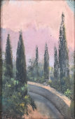 Картина «Лесной пейзаж», фанера, пастель, багет, Россия, к. 19, н. 20 в.