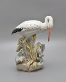 Статуэтка «Аист и лягушка», скульптор Пустыгин Н. П., Дулевский фарфор, 1970-80 гг.