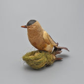 Редкая ватная ёлочная игрушка на прищепке «Птица в гнезде», СССР, 1930-50 гг.