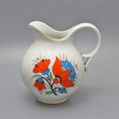 Винтажный кувшин для молока, молочник «Сказочные маки», автор росписи А. В. Воробьевский, автор формы А. А. Лепорская, фарфор, ЛФЗ, 1950-е