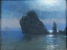 Картина «Ночной пейзаж», фанера, пастель, багет, Россия, к. 19, н. 20 в.