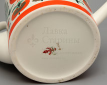Большой фарфоровый чайник с русскими народными узорами, Вербилки, 1950-е